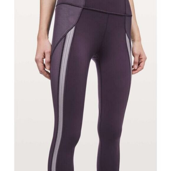 Lululemon Power Lines Crop Everlux 21" Cyber / Dark Chrome Size 6 - Picture 2 of 7